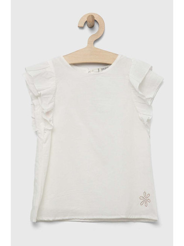 Детска памучна блуза Birba&Trybeyond в бяло с изчистен дизайн