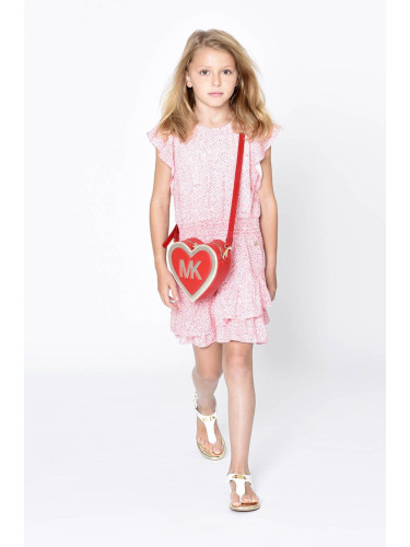 Детска рокля Michael Kors в червено къс модел разкроен модел
