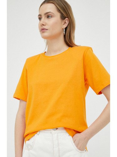 Памучна тениска Gestuz в оранжево