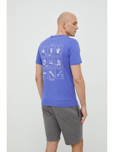 Памучна тениска Columbia в лилаво с принт