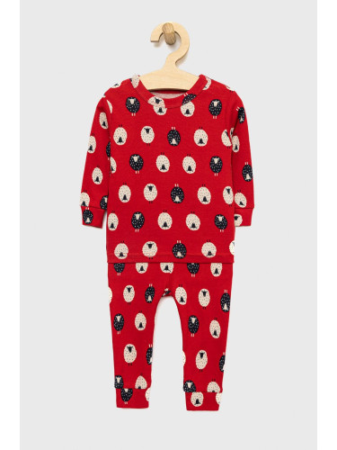 Детска памучна пижама GAP в червено с десен