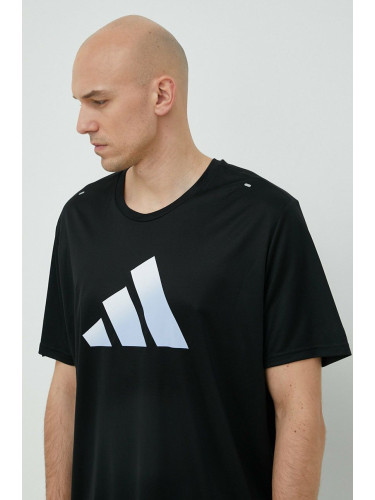 Тениска за бягане adidas Performance Run Icons В черно с принт