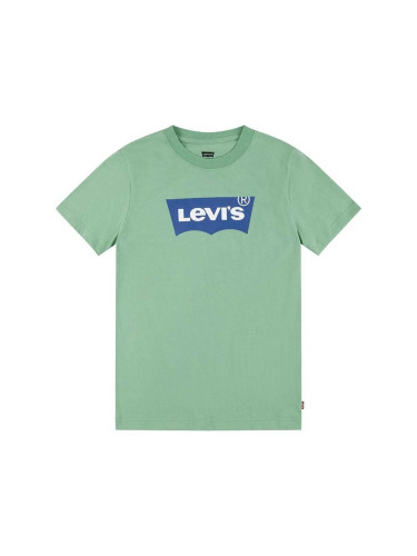 Детска тениска Levi's в зелено с принт