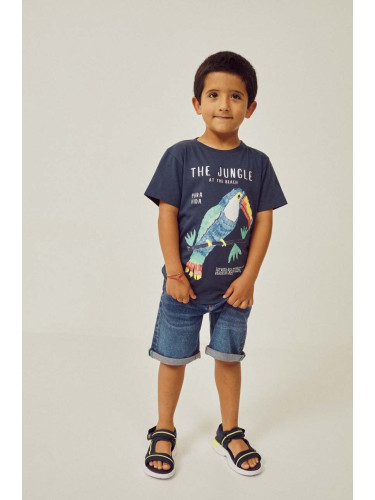 Детски дънков къс панталон zippy в синьо с изчистен дизайн