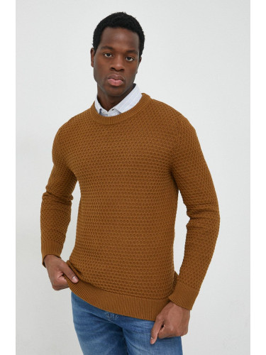 Пуловер Selected Homme мъжки в кафяво