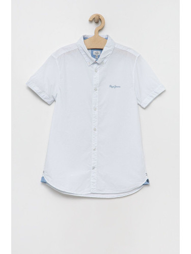 Детска памучна риза Pepe Jeans Misterton в бяло