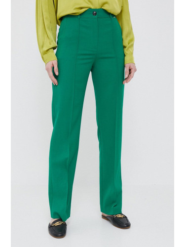 Панталон с вълна Joop! в зелено със стандартна кройка, с висока талия