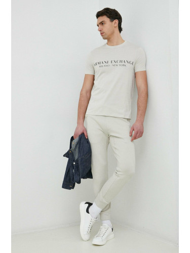 Спортен панталон Armani Exchange в бяло с изчистен дизайн