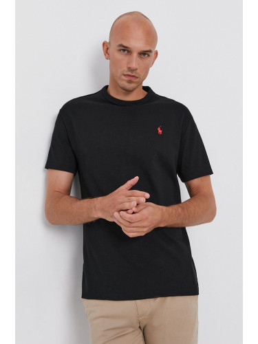 Тениска Polo Ralph Lauren мъжка в черно с изчистен дизайн 710811284001