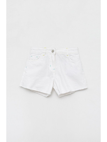 Детски дънков къс панталон Birba&Trybeyond в бяло с апликация