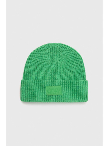 Вълнена шапка Only в зелено от плътен трикотаж от вълна