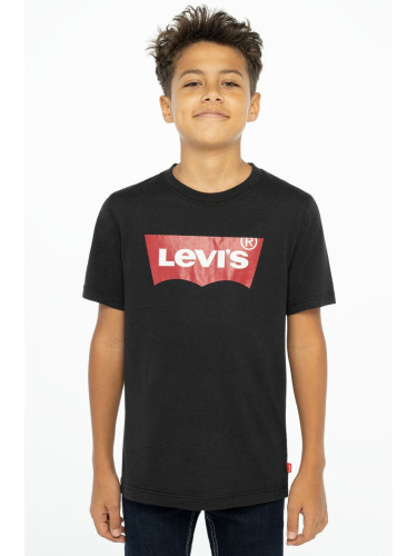 Детска тениска Levi's в черно с принт