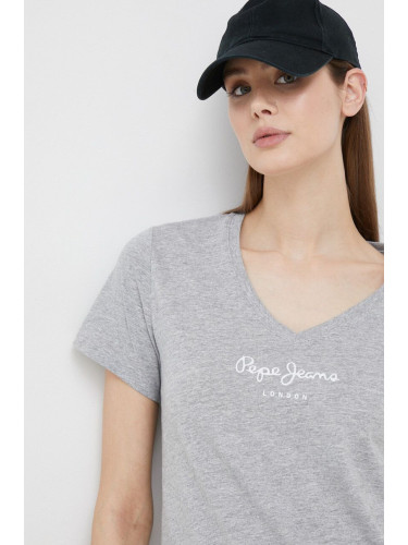 Тениска Pepe Jeans Wendy V Neck в сиво