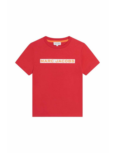 Детска памучна тениска Marc Jacobs в червено с принт