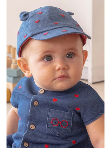 Детска шапка Mayoral Newborn в тъмносиньо с апликация