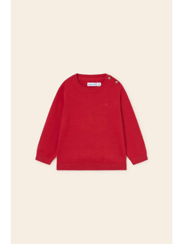 Детски памучен пуловер Mayoral в червено от лека материя