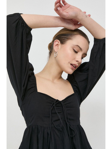Памучна блуза Notes du Nord Filippa дамска в черно с изчистен дизайн