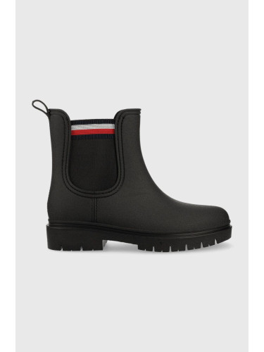 Гумени ботуши Tommy Hilfiger Rain Boot Ankle Elastic в черно