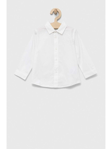 Детска памучна риза United Colors of Benetton в бяло