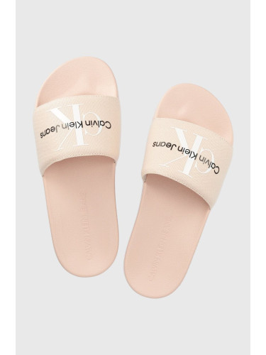 Чехли Calvin Klein Jeans SLIDE MONOGRAM CO в розово YW0YW00103