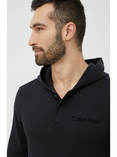 Суичър за трениране Calvin Klein Performance в черно с качулка с изчистен дизайн