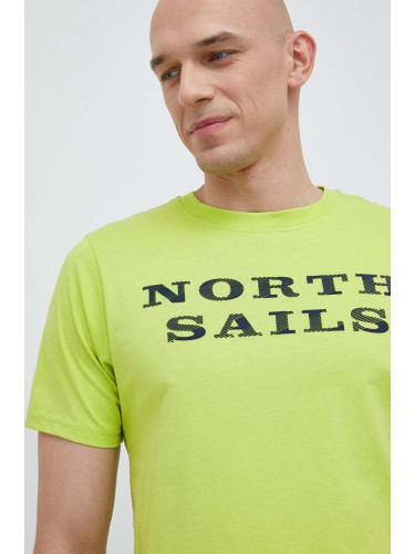 Памучна тениска North Sails в зелено с принт