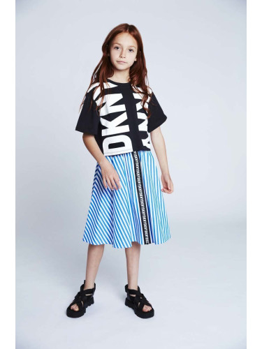 Детска пола Dkny в синьо среднодълъг модел разкроен модел