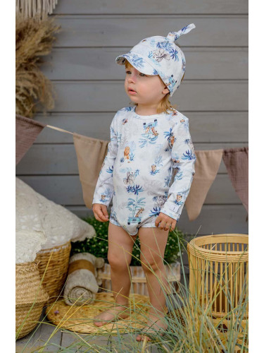 Детска памучна шапка Jamiks ARDEN в синьо с десен