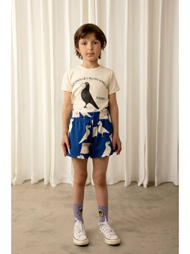Детски памучен къс панталон Mini Rodini в синьо с десен