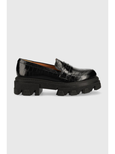 Кожени мокасини Charles Footwear Mey в черно с платформа Mey.Loafer.Basic
