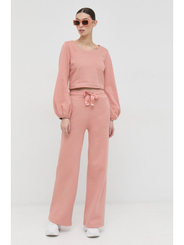Памучен спортен панталон Guess в розово