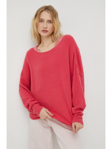 Пуловер с вълна American Vintage дамски в розово