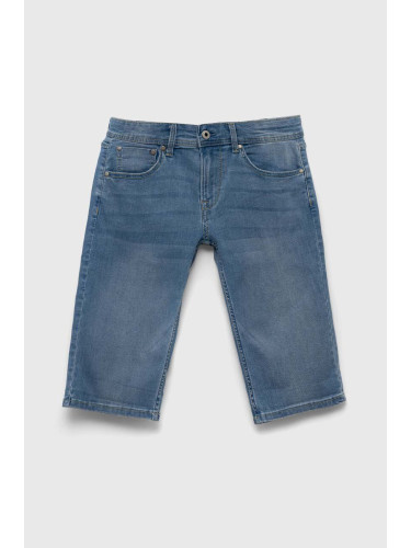 Детски дънков къс панталон Pepe Jeans PJL BJ Denim в синьо с регулируема талия