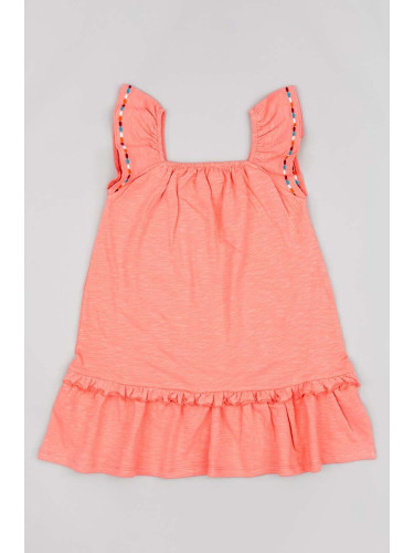 Детска рокля zippy в оранжево къс модел разкроен модел