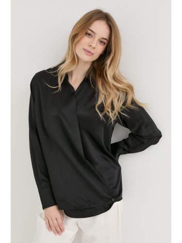 Копринена блуза Victoria Beckham дамска в черно с изчистен дизайн