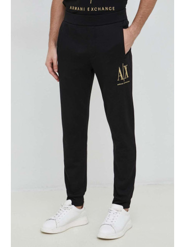 Памучен спортен панталон Armani Exchange в черно с апликация 8NZPPQ ZJ1ZZ NOS