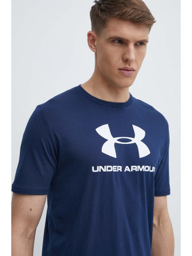 Тениска Under Armour 1329590 в тъмносиньо с принт