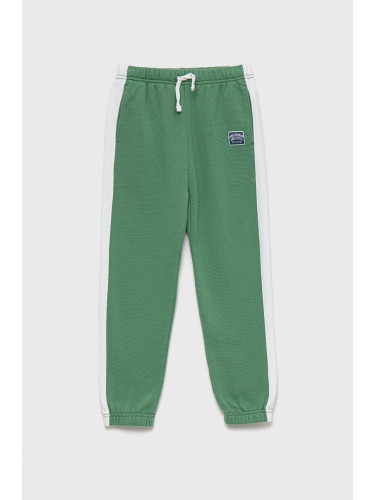 Детски спортен панталон Abercrombie & Fitch в зелено с изчистен дизайн