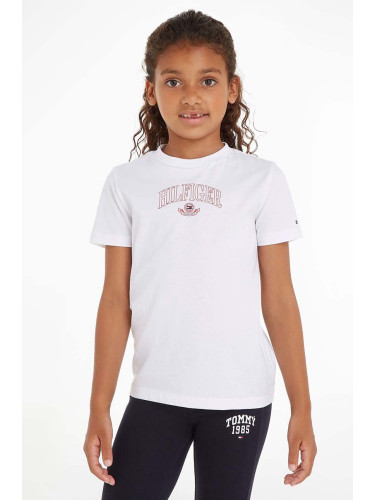 Детска памучна тениска Tommy Hilfiger в бяло