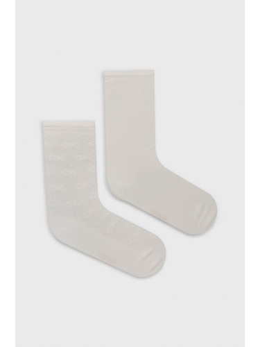Чорапи Calvin Klein (2 чифта) дамски в бяло