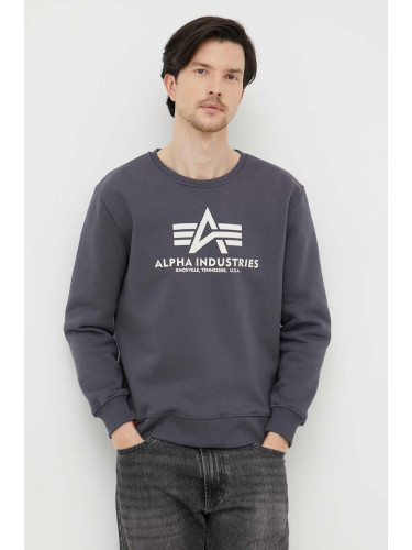 Суичър Alpha Industries в сиво с принт