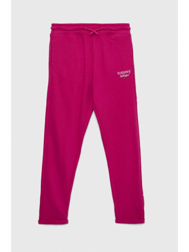 Детски спортен панталон Tommy Hilfiger в розово с изчистен дизайн
