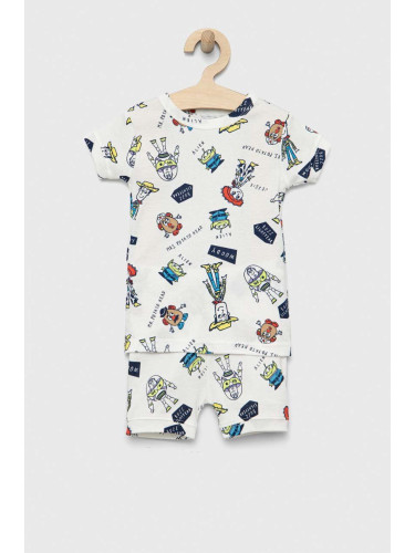 Детска памучна пижама GAP x Pixar в бяло с десен