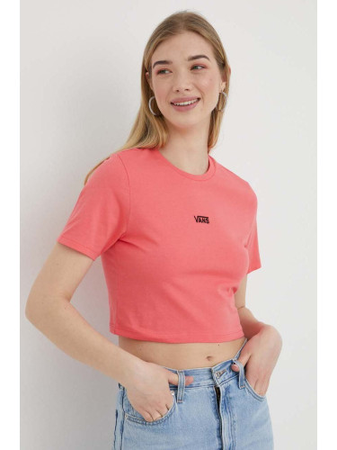 Памучна тениска Vans в розово