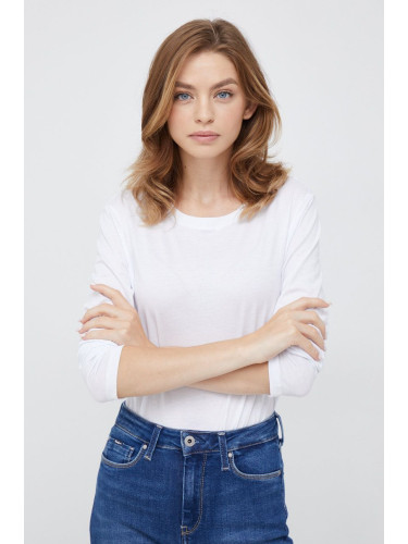 Памучна блуза с дълги ръкави Armani Exchange в бяло