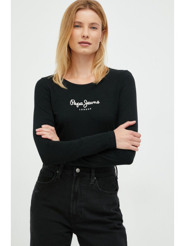 Блуза с дълги ръкави Pepe Jeans в черно