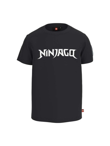 Детска памучна тениска Lego x Ninjago в черно с принт