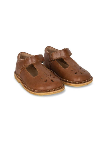 Детски половинки обувки от кожа Konges Sløjd в кафяво