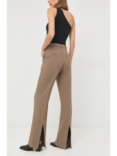 Панталони Herskind Valentina в кафяво с разкроени краища, с висока талия