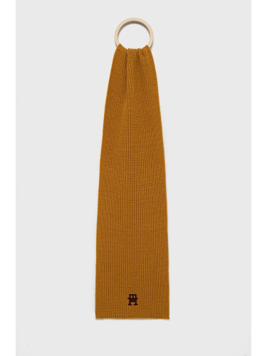 Вълнен шал Tommy Hilfiger в жълто с изчистен дизайн